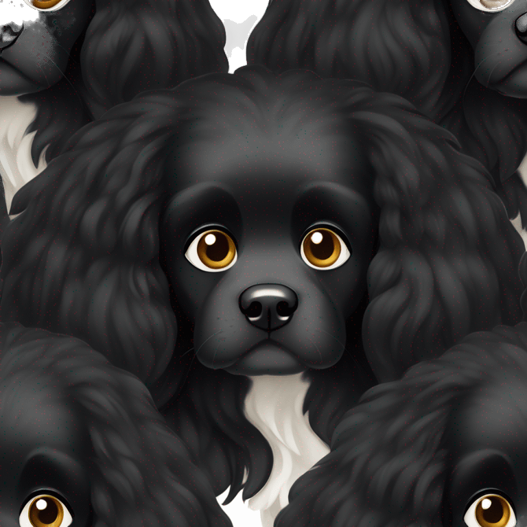 Small completely black king spaniel with black fur on his whole face and white fur on chest emoji