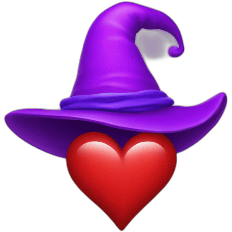 red heart with purple wizard hat  emoji