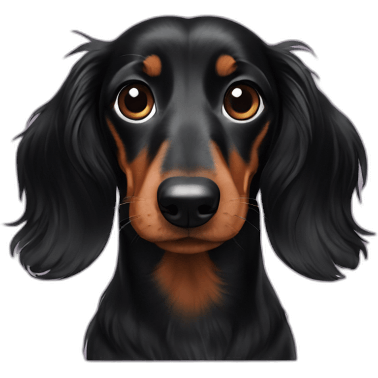 All Black long haired dachshund emoji