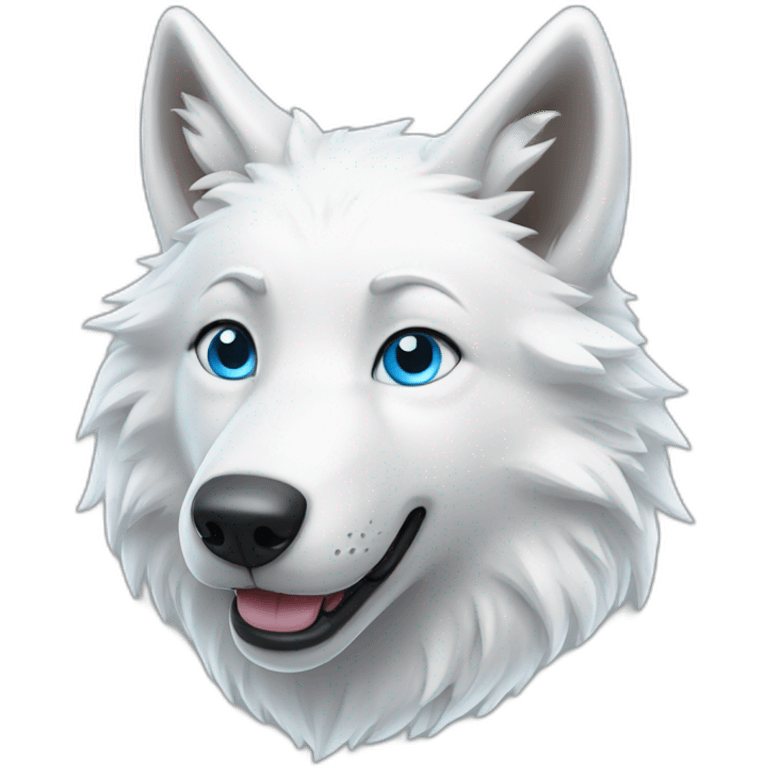 Happy White Wolf blue eyes emoji