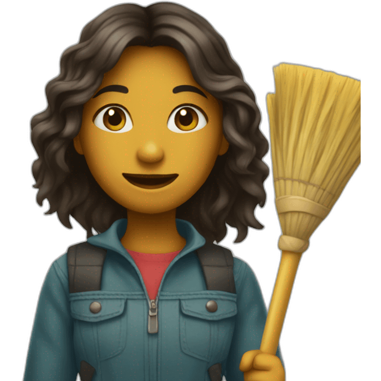 girl with broom emoji