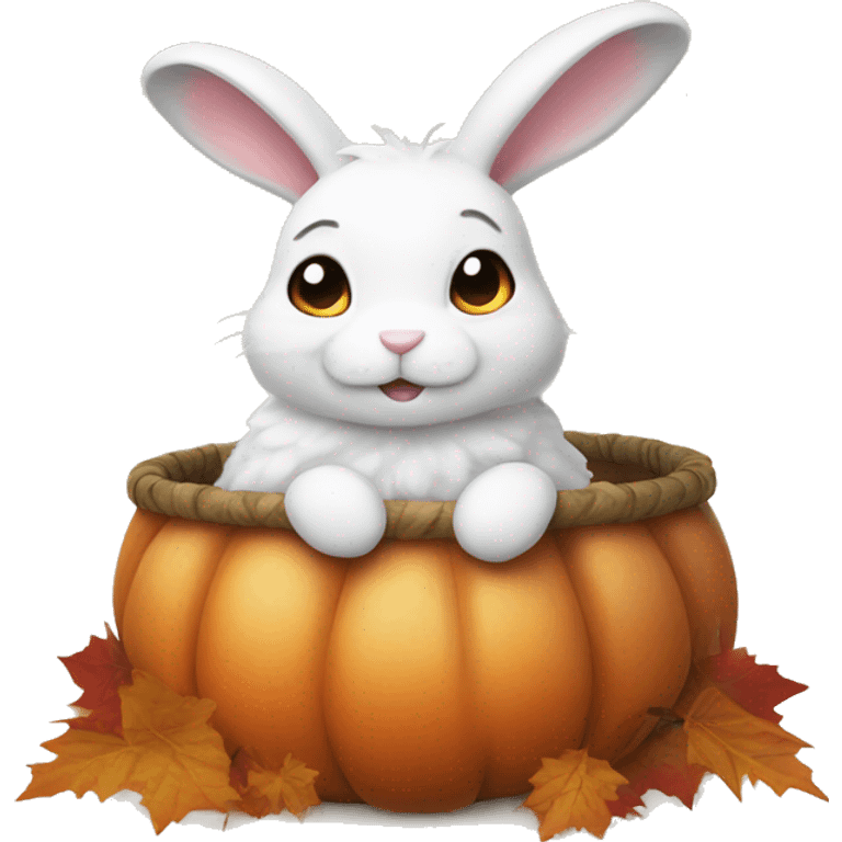 autumn cozy white rabbit emoji