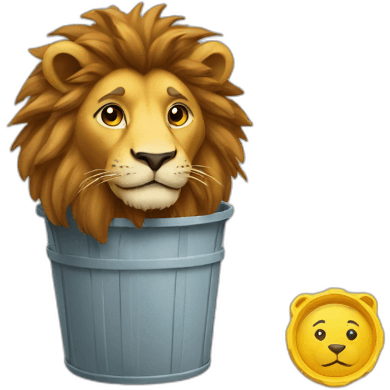 Un lion  dans une poubelle emoji