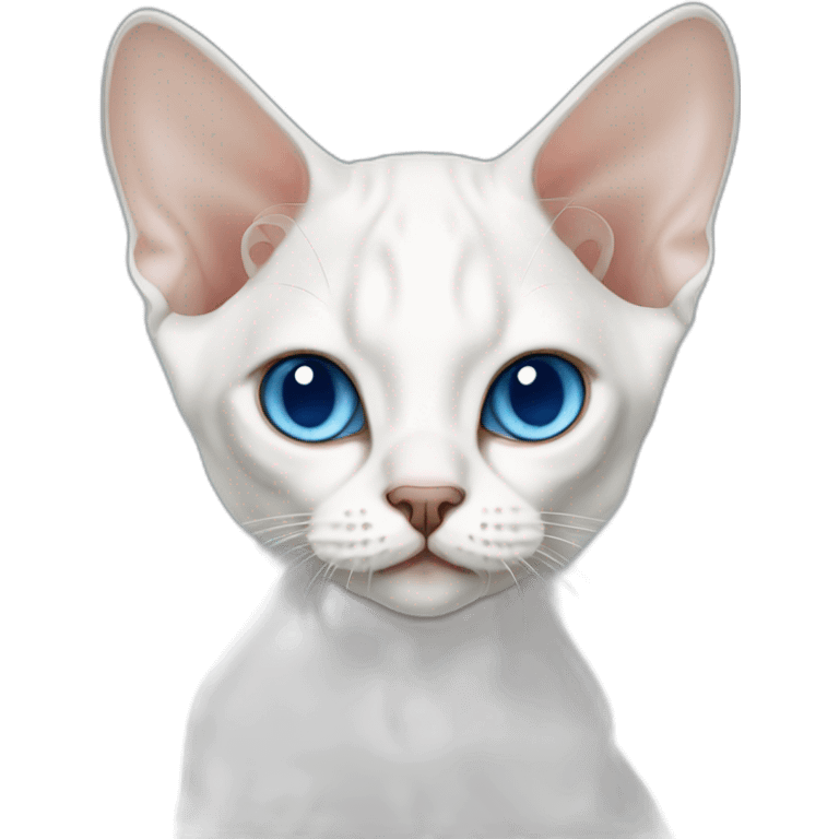 White devon rex cat with blue eyes emoji