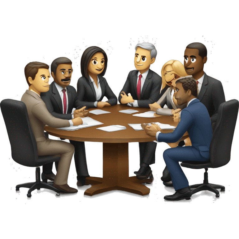 Group of business people sitting around a big table emoji