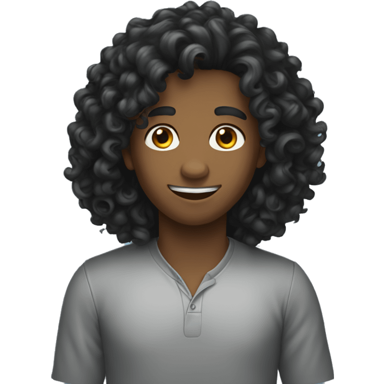 curly black long hair emoji