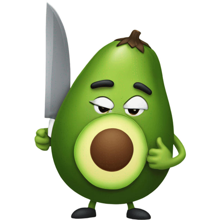 Angry avocado waving a knife emoji