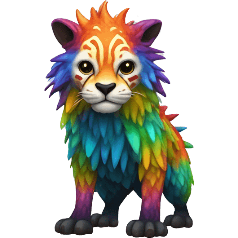 a colorful edgy vernid-fionbri-animal-creature with splash patterns full body emoji