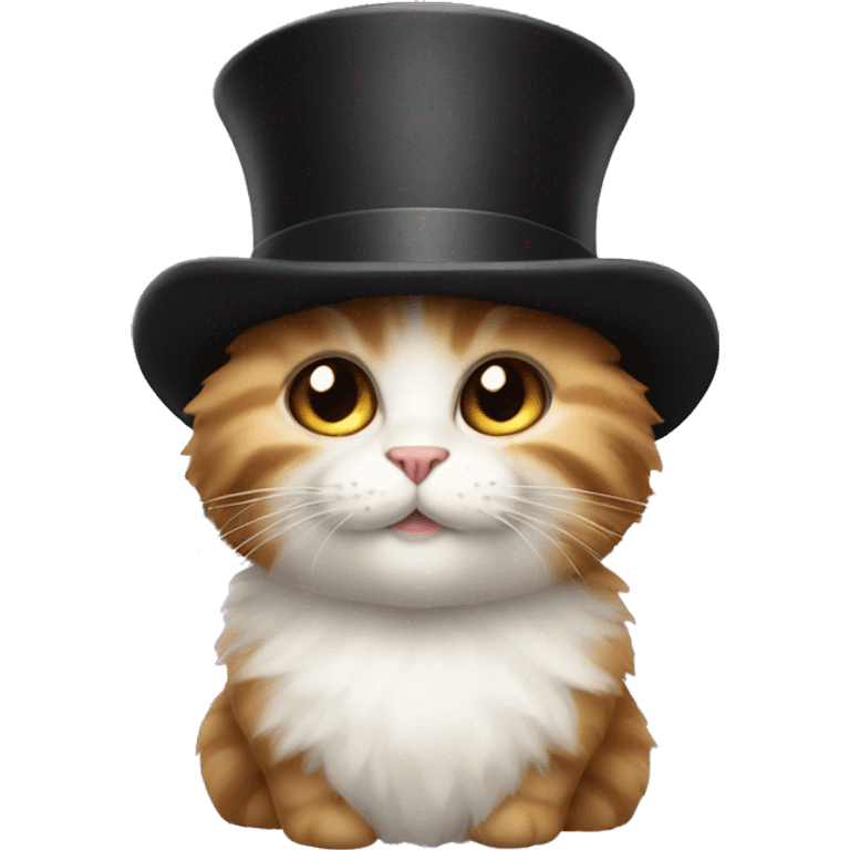 Fluffy cute cat with a top hat  emoji