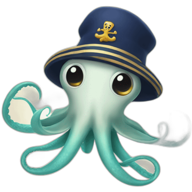 Squid wearing a sailor hat emoji