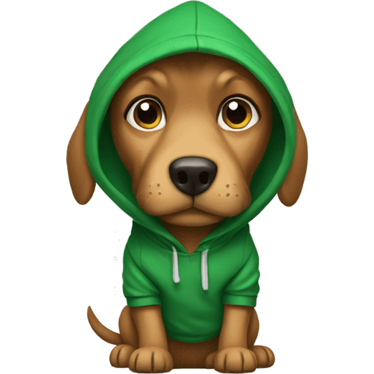 Dog wearing green hoodie  emoji