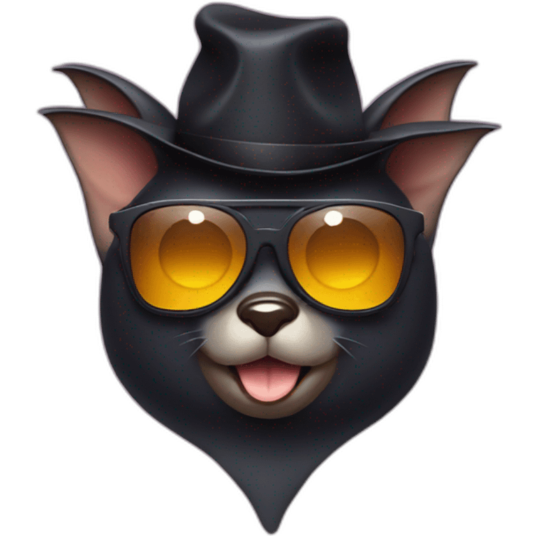 Bat with sunglasses and a hat emoji