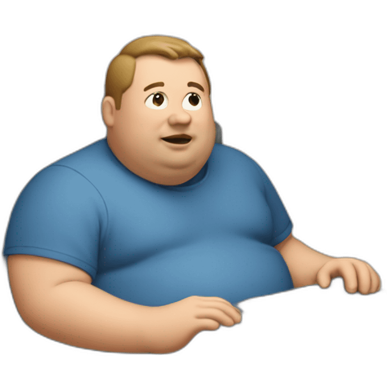 fat man using a computer emoji