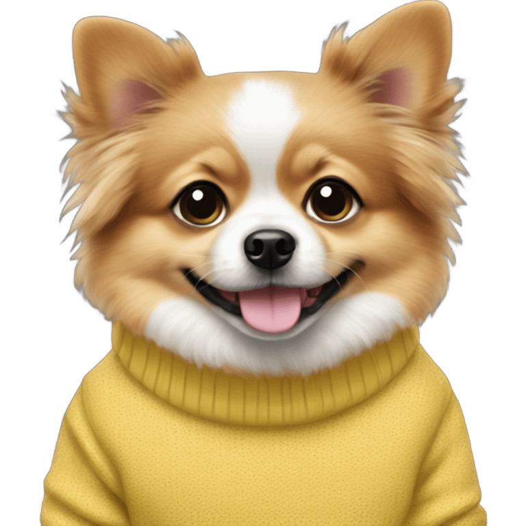 pomchi dog wearing a golfing jumper emoji