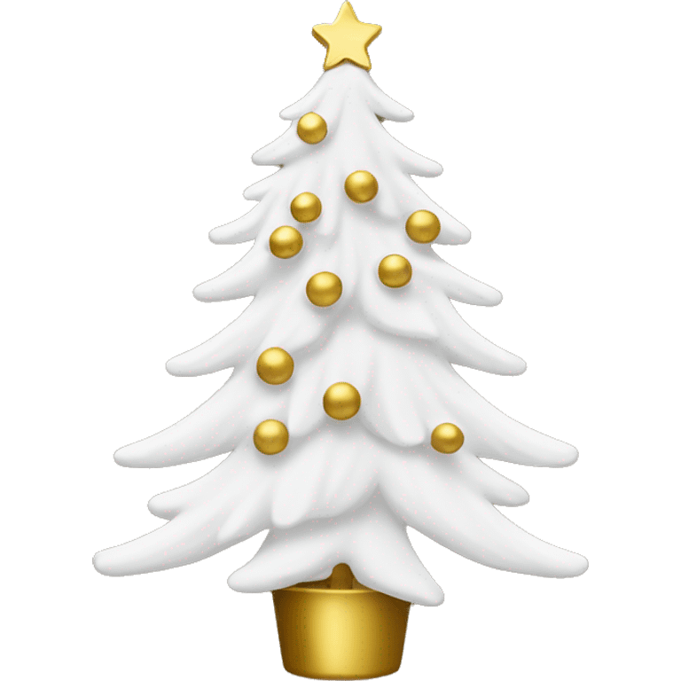  actual white fir christmas tree white and gold decorations.  emoji