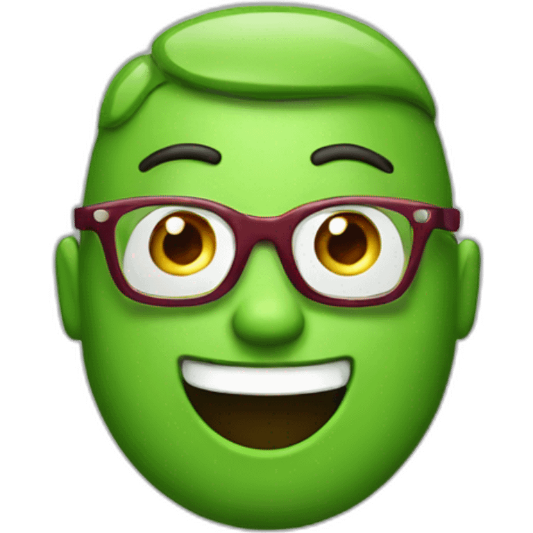 a man, green rubies on his head, waving hello, wearing glasses emoji