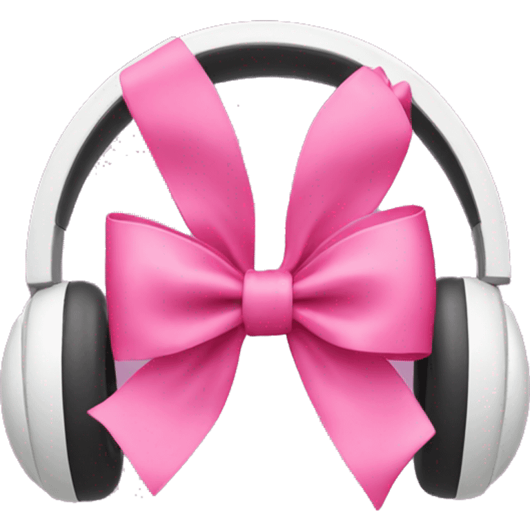 apple headphones with pink bows around it emoji