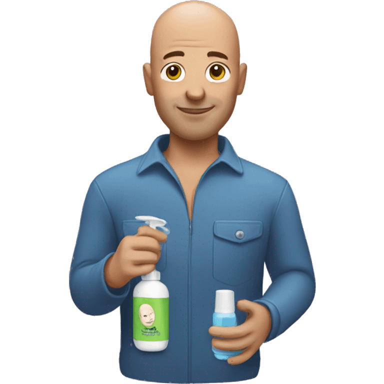 Bald man holding a shampoo emoji