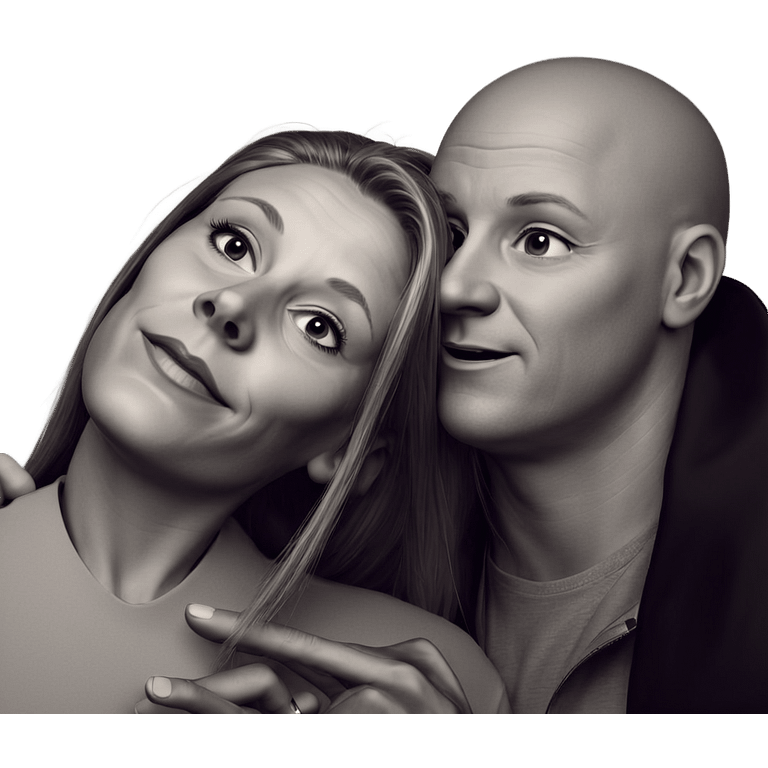 bald couple in monochrome emoji