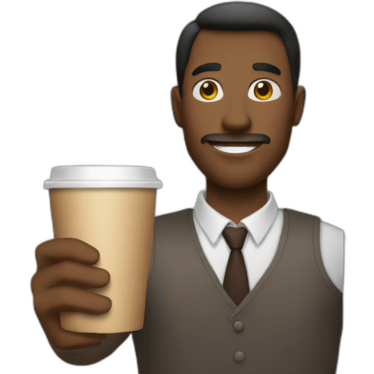 A man with a coffee in hand emoji