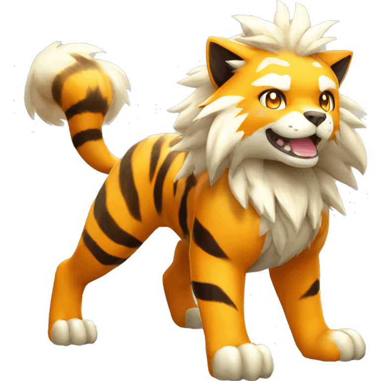 Colorful Shiny Kawaii Cute Tiger-Arcanine—Fakémon-Pokémon full body emoji