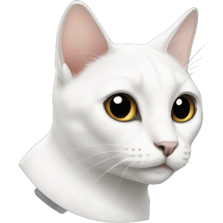 white cat with black ears emoji