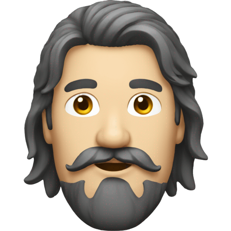 Mullet hair dark mustache  emoji