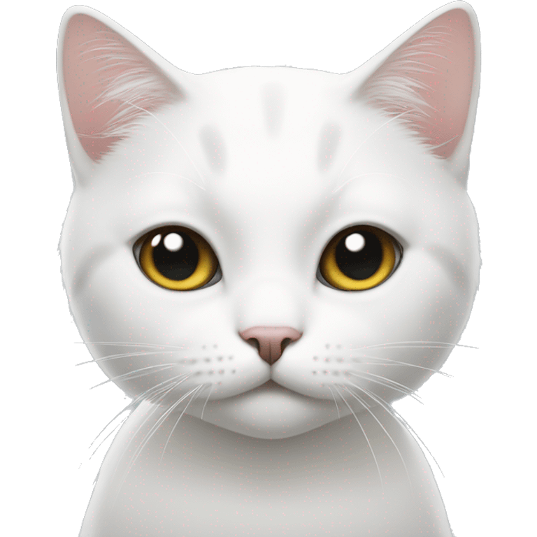 White cat with 2 black spot on her face emoji