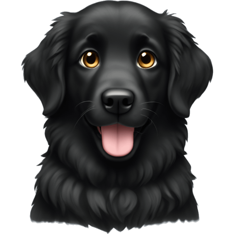 Fluffy black retriever  emoji