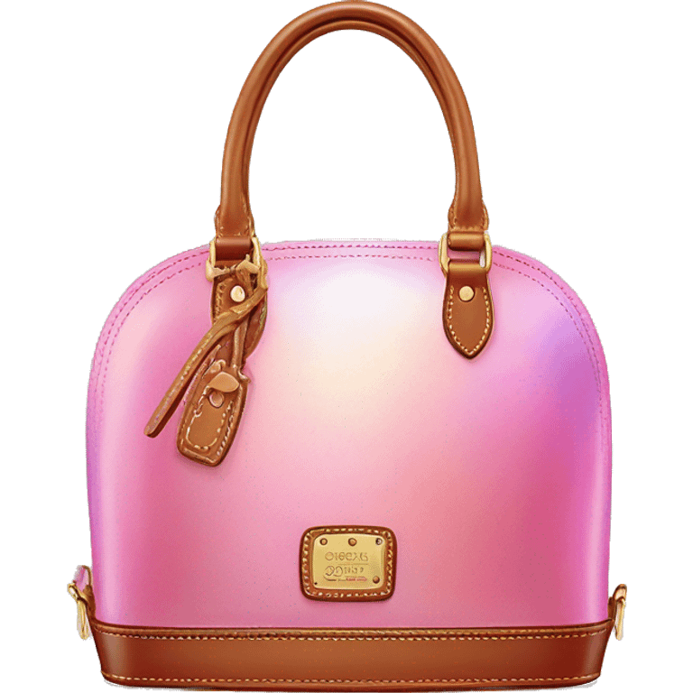 Realistic pink iridescent dome shaped Dooney and Bourke satchel purse isolated.  emoji