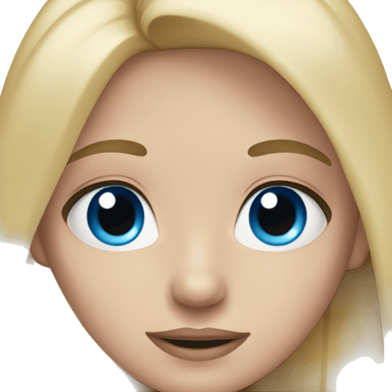 girl with blonde straight hair with blue eyes and wearing pink  emoji