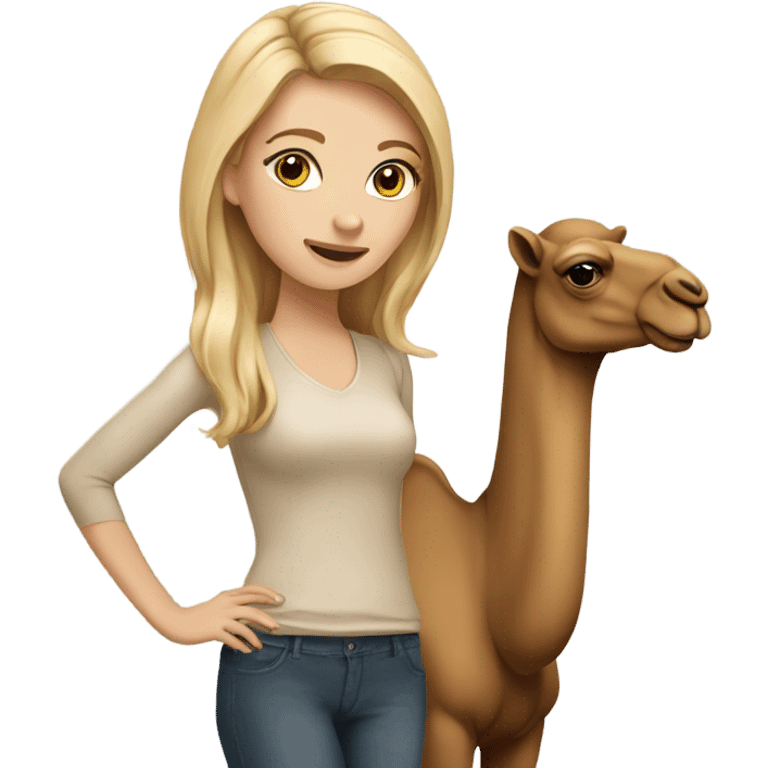 White girl with camel emoji