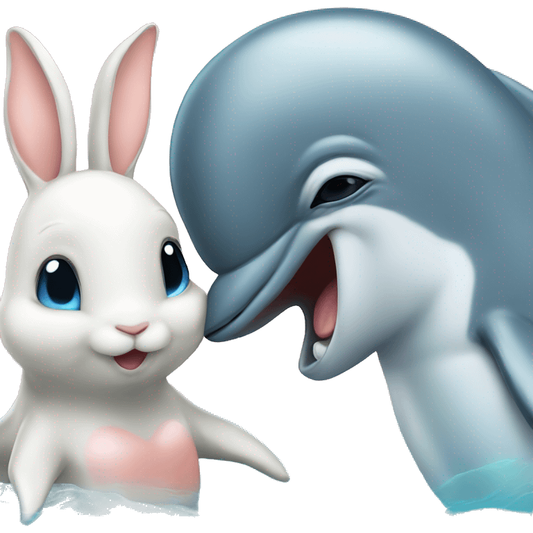 dolphin kissing a bunny  emoji