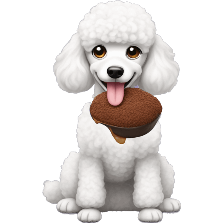 Poodle eating coco emoji