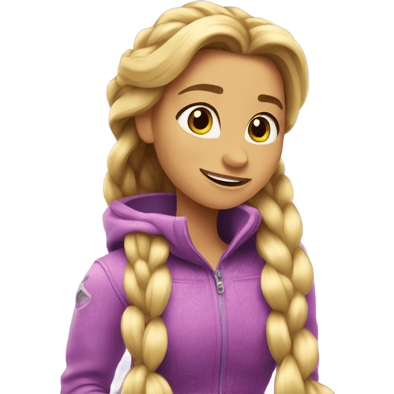 Rapunzel skiing emoji