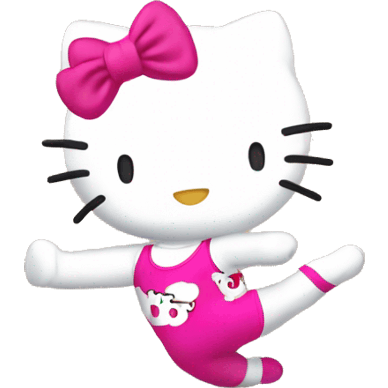 hello kitty doing cartwheel on gymnastics floor emoji