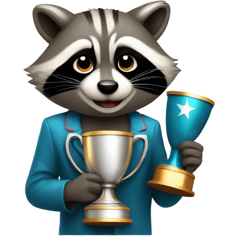 raccoon with first place  emoji