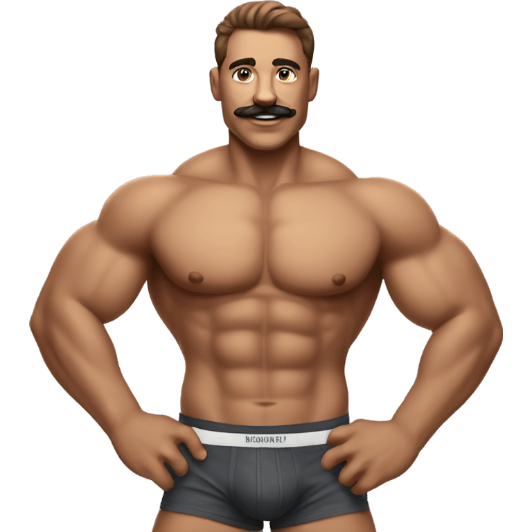 Muscular jock with mustache underwear realistic emoji