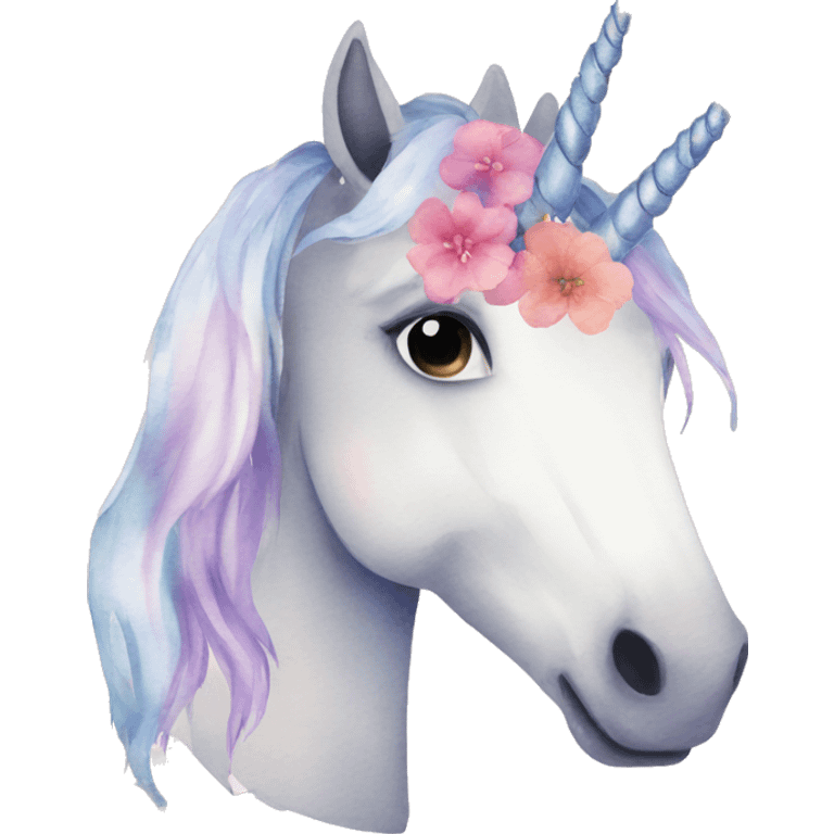 Watercolor floral unicorn emoji