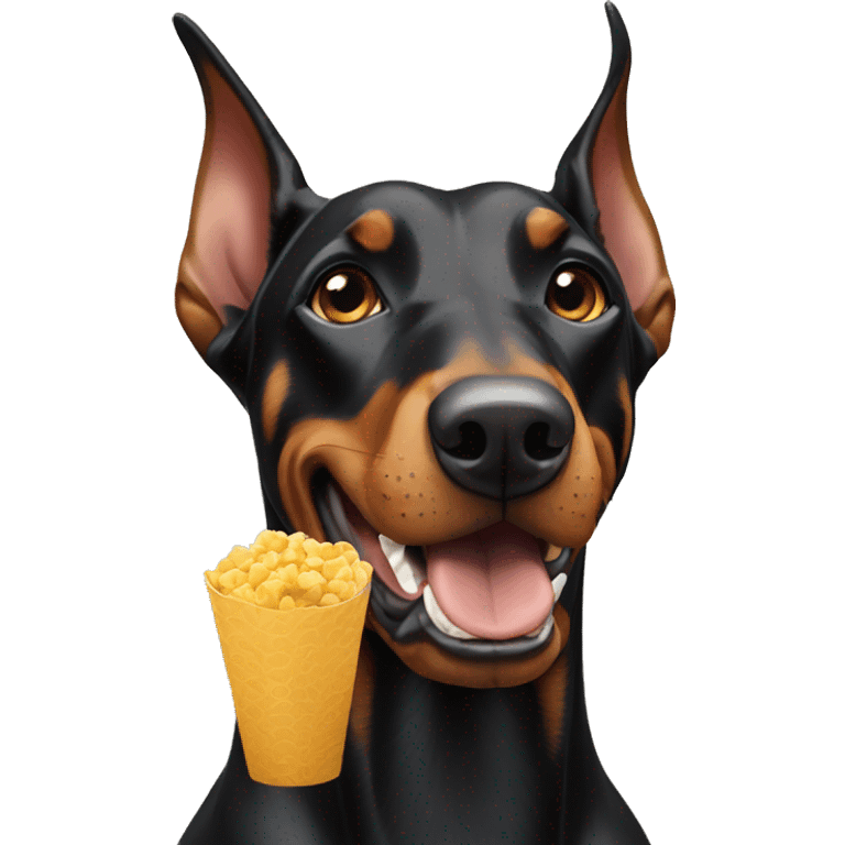 Doberman eating snacks emoji