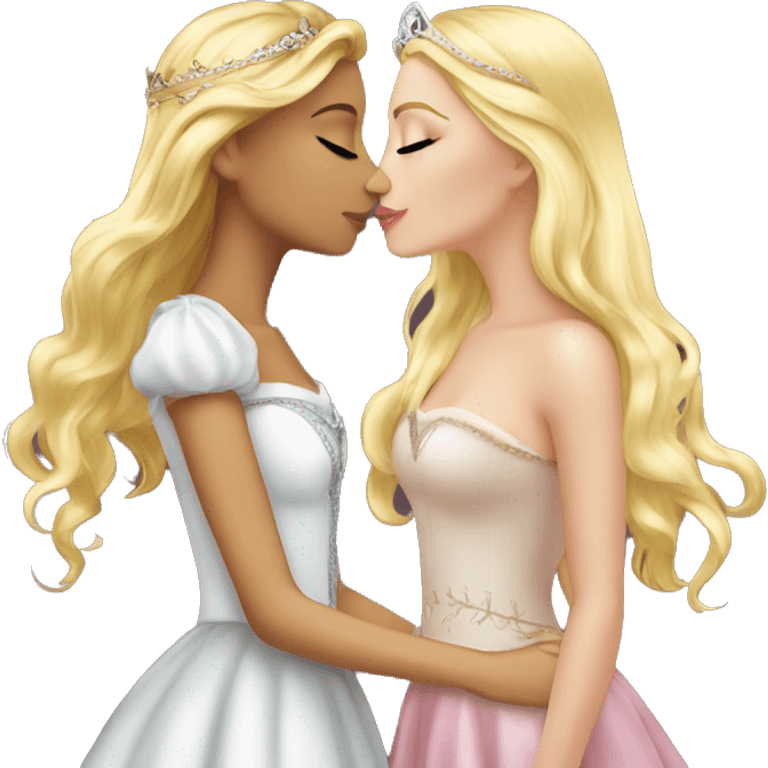 2 women princesses couple blonde deep kiss emoji