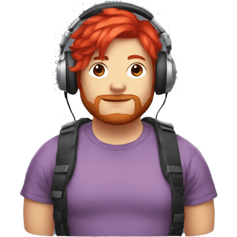 big chunky streamer with headphones red hair emoji