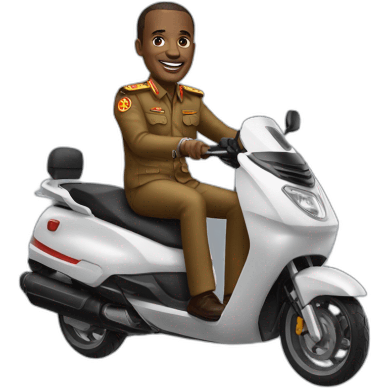 Ibrahim Traoré, président du Burkina sur une moto scooter emoji