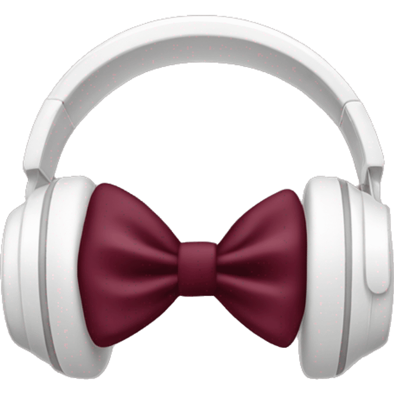 White headphones with burgundy bow emoji