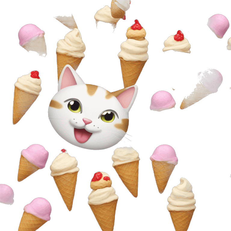 Cat with some ice cream emoji