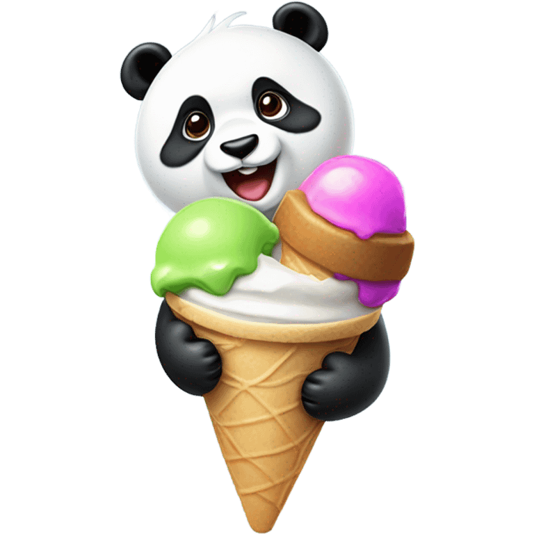 Panda eating ice cream emoji