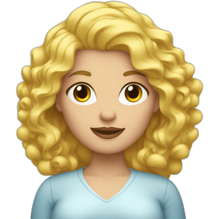 computer woman overweight blonde hair curl emoji