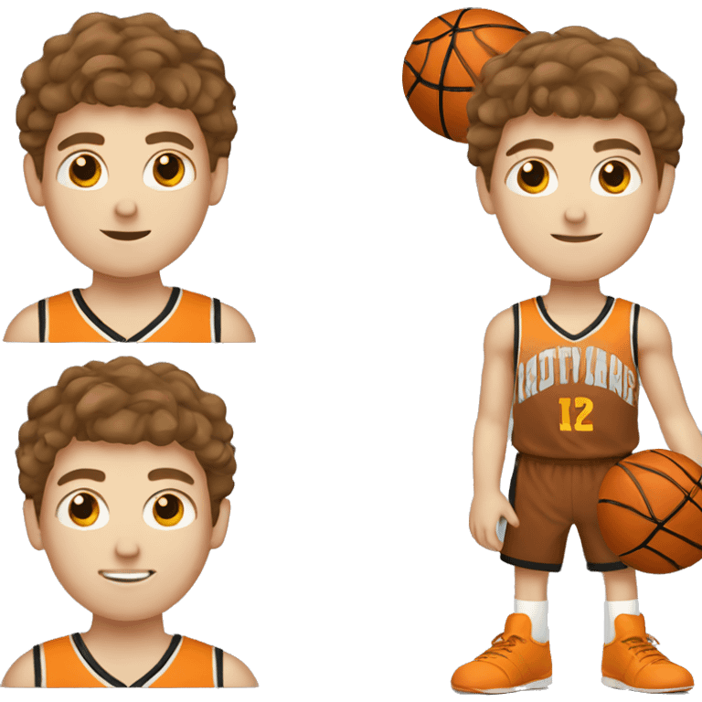 white boy with brown hair playing basketball emoji