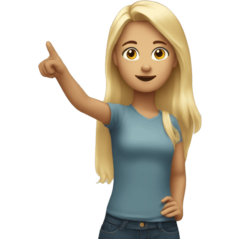 Blonde girl pointing above her head emoji