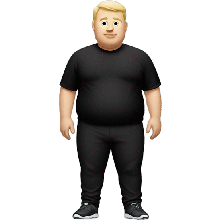 white fat man in sports black pants and black t-shirt, short hair emoji